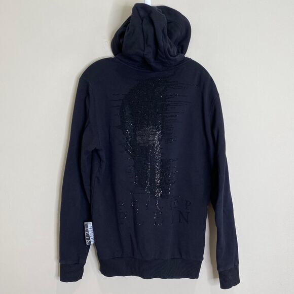 Philipp Plein Crystal Rhinestone Half Skull Hoodie *Black* Sz XL - Picture 2 of 14